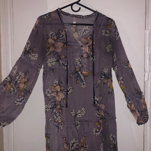 Long sleeve floral polyester dress - Picture 3 of 3
